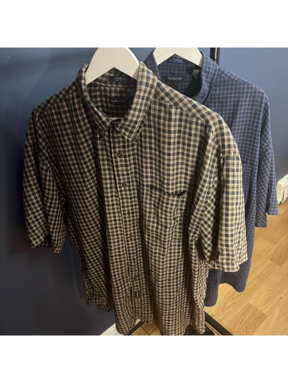 Gant Plaid Button Down Shirt Bundle XL Blue & Brown Casual Long Sleeve - Picture 1 of 8